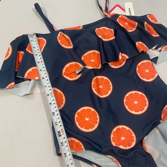 NEW! PatPat Med Swimsuit Oranges Citrus 1pc Convertible Straps Ruffle Womens NWT - Picture 5 of 16